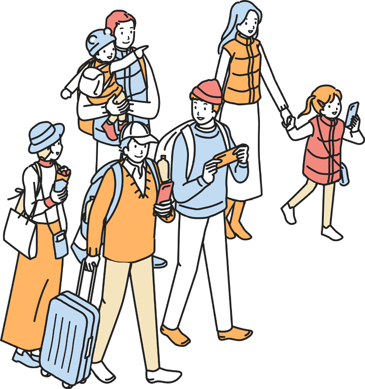 旅行者団体のイラストアイコン