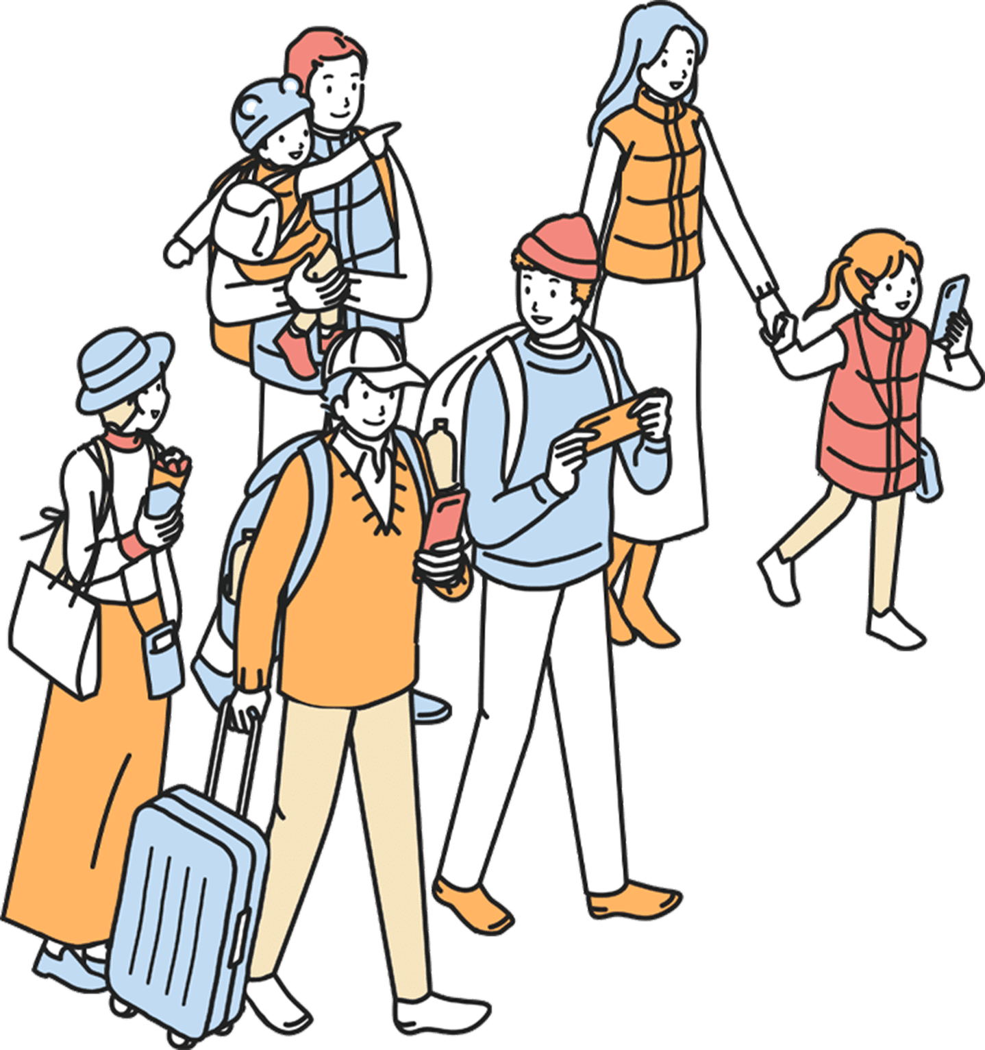 旅行者団体のイラストアイコン